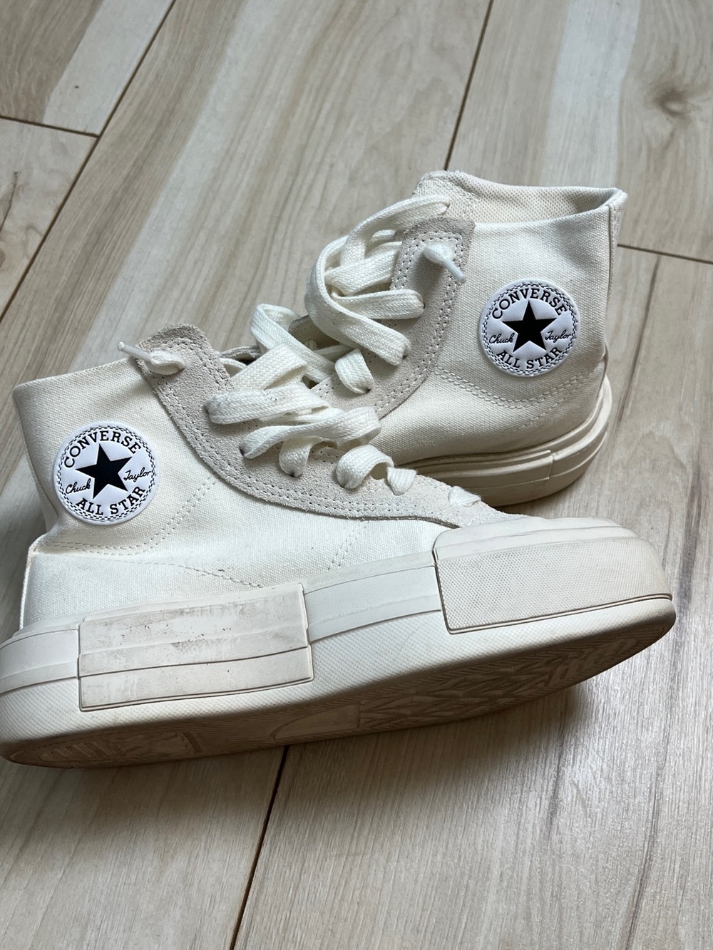 Converse Cream/White High Top Platform Sneakers